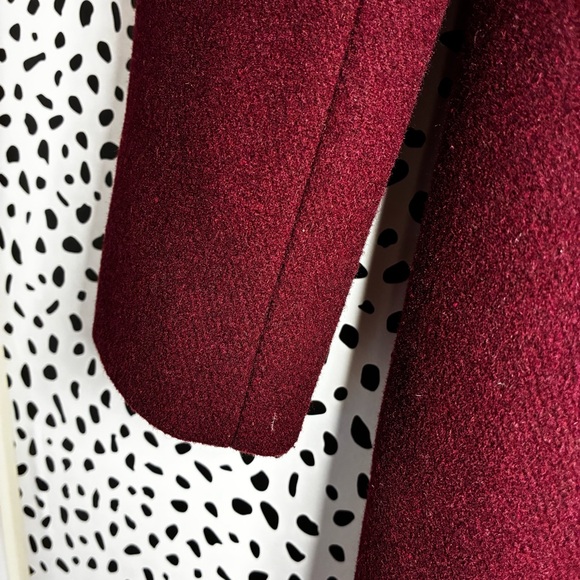 Kate Spade burgundy maroon wool fit and flare trench size small missing button - Picture 4 of 11